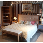 Кровать из массива бука с мягким изголовьем Tasteful Furniture варинант исполнения - 2 | Loft Concept в Санкт-петербурге