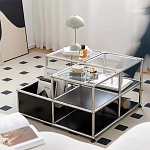 Дизайнерский журнальный стол квадратный с полками Akydy варинант исполнения - 1 | Loft Concept в Санкт-петербурге