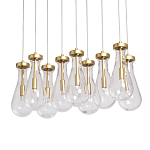 Люстра с 9-ю прозрачными стеклянными плафонами в форме капли Lucid Rain  варинант исполнения - 1 | Loft Concept в Санкт-петербурге