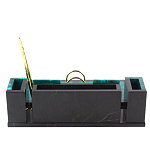 Настольный письменный набор из змеевика с часами и календарницей Successful Leader варинант исполнения - 3 | Loft Concept в Санкт-петербурге