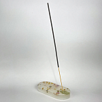 Подставка под благовония из эпоксидной смолы с цветами белая Epoxy Resin Flowers Incense Oval Stand White варинант исполнения - 3 | Loft Concept в Санкт-петербурге