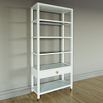 Стеллаж Elsa Dreams White со стеклянными полками и ящиком варинант исполнения - 1 | Loft Concept в Санкт-петербурге