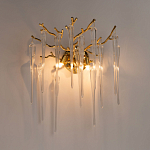 Бра золотого цвета с разветвленными ветвями и длинными прозрачными подвесками в форме стеклянных сосулек Droplet Chandelier варинант исполнения - 2 | Loft Concept в Санкт-петербурге