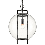 Подвесной светильник в форме шара из прозрачного стекла на линейном черном каркасе  Glass Ball with Seeds варинант исполнения - 2 | Loft Concept в Санкт-петербурге