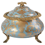 Шкатулка голубого цвета с золотым растительным узором Eden Garden варинант исполнения - 1 | Loft Concept в Санкт-петербурге