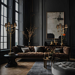 Настольная лампа на металлическом основании бронзового цвета с 4-мя черными конусовидными абажурами Dignity варинант исполнения - 5 | Loft Concept в Санкт-петербурге