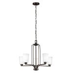 Люстра бронзового цвета с 5-ю матовыми стеклянными плафонами Generation Lighting варинант исполнения - 2 | Loft Concept в Санкт-петербурге