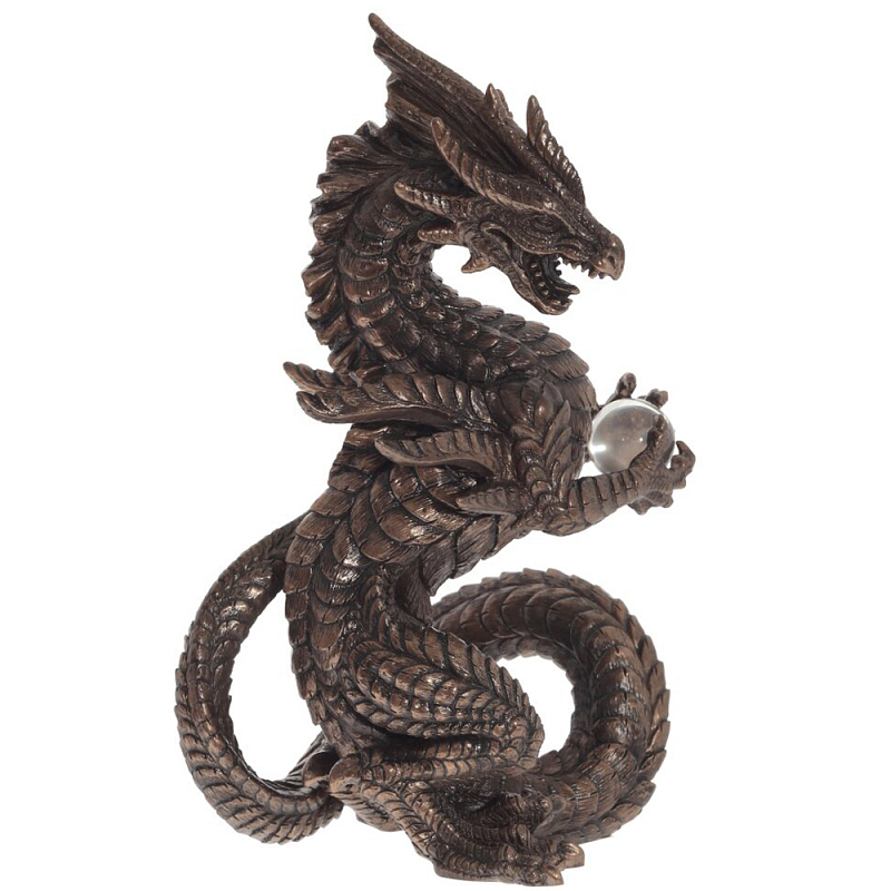 Декоративная статуэтка Дракон Dark Bronze Dragon Holding Sphere Statuette Коричневый Темная бронза в Санкт-петербурге | Loft Concept 