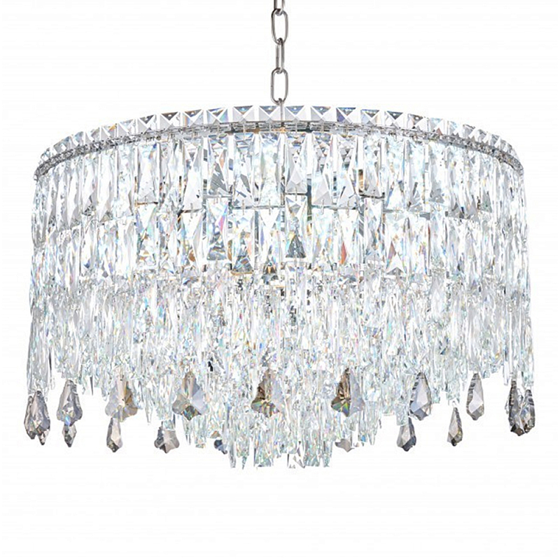Люстра круглая с хрустальными подвесками на серебряном каркасе Roul Crystal Light Хром Прозрачный Люстра круглая с хрустальными подвесками на серебряном каркасе Roul Crystal Light Хром Прозрачный в Санкт-петербурге | Loft Concept