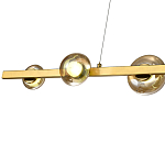 Люстра светодиодная линейная с 6-ю круглыми плафонами коньячного цвета Iona Chandelier Brass  варинант исполнения - 2 | Loft Concept в Санкт-петербурге