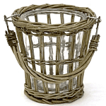 Кашпо стеклянное в плетёной корзине Timber варинант исполнения - 1 | Loft Concept в Санкт-петербурге