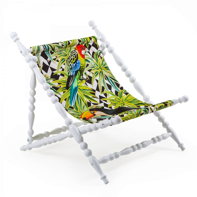 Стул Seletti Heritage Foldable Deckchair Parrots white Белый Мульти в Санкт-петербурге | Loft Concept 