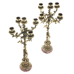 Подсвечники из бронзы на 10 свечей на подставке из камня креноид Stone Candlestick варинант исполнения - 2 | Loft Concept в Санкт-петербурге