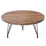 Стол журнальный c коричневой круглой столешницей на трех металлических ножках Charm Coffee Table варинант исполнения - 1 | Loft Concept в Санкт-петербурге