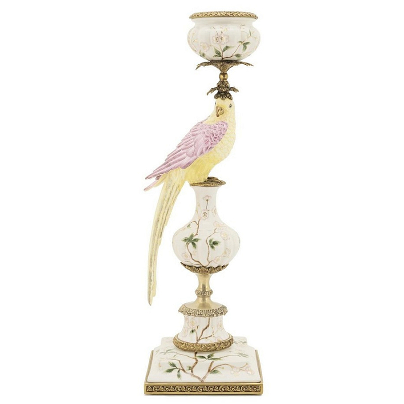 Подсвечник Candleholder Parrot Atlantide Yellow Pink Желтый Розовый Белый Бронза в Санкт-петербурге | Loft Concept 