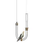 Подвесной светильник с декоративной фигуркой птицы на прозрачной изогнутой трубке Ganthea варинант исполнения - 1 | Loft Concept в Санкт-петербурге