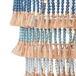 Люстра трехъярусная с декором из круглых деревянных бусин с кисточками Blue Wooden Beads Chandelier варинант исполнения - 2 | Loft Concept в Санкт-петербурге