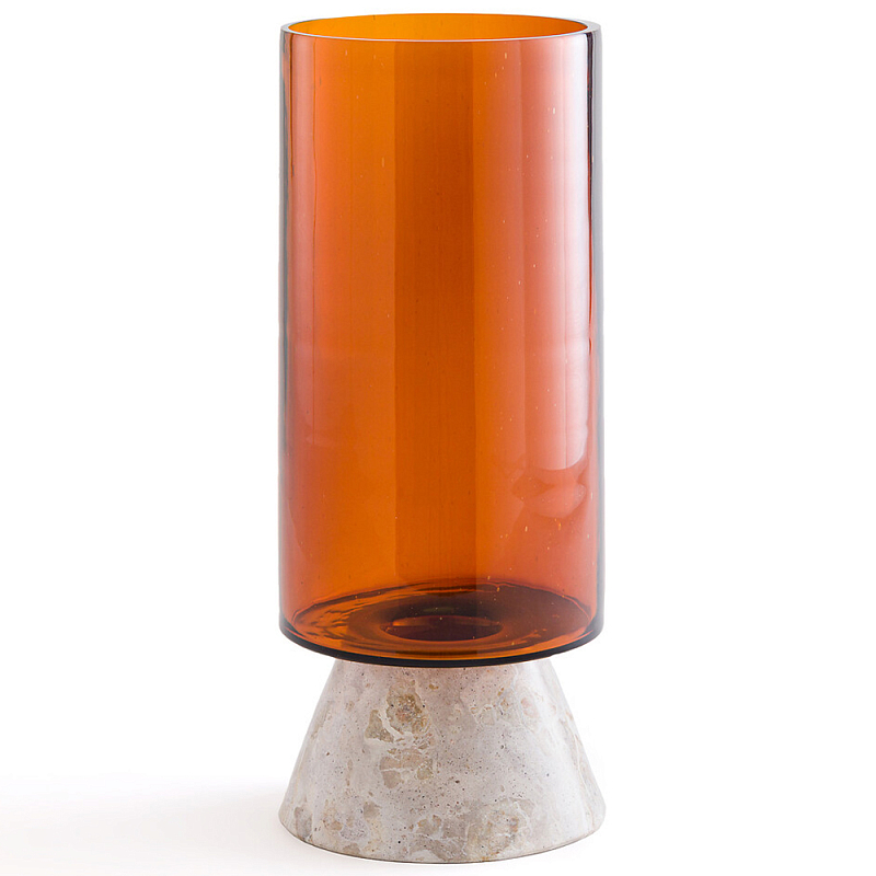 Высокая чаша из янтарного стекла Amber Marble Vase Янтарный Бежевый в Санкт-петербурге | Loft Concept 