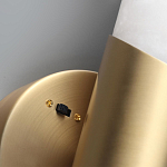 Бра с вытянутым цилиндрическим плафоном из белого алебастра на круглом основании Латунь Cryptocrystalline Stone варинант исполнения - 3 | Loft Concept в Санкт-петербурге