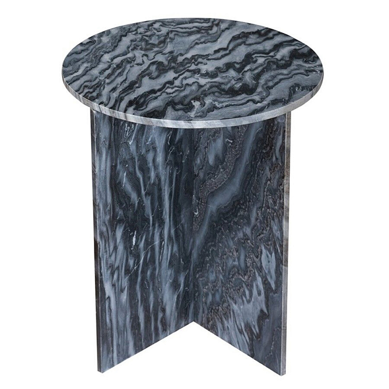 Столик кофейный с столешницей из черного мрамора Compact Black Marble Table Черный Мрамор Nero в Санкт-петербурге | Loft Concept 