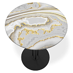 Стол журнальный с круглой столешницей из стекла Gray and Gold Marble варинант исполнения - 2 | Loft Concept в Санкт-петербурге