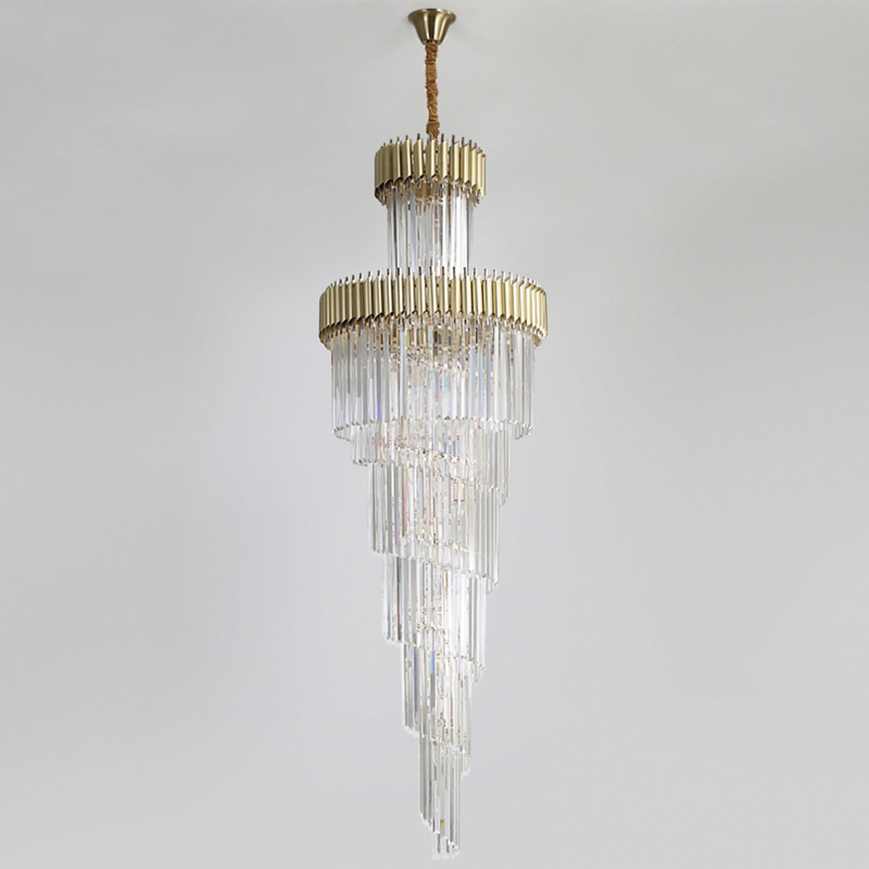 Люстра Empire Large Cascading Chandelier Gold Rectangular Crystal  Золотой Прозрачный в Санкт-петербурге | Loft Concept 