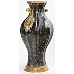 Ваза черного цвета из фарфора с золотистым узором и бронзовыми ручками Высота 39.5 см Eden Garden porcelain and bronze варинант исполнения - 1 | Loft Concept в Санкт-петербурге