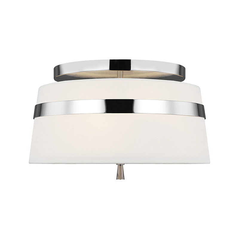 Потолочный светильник с белым тканевым абажуром Generation Lighting Никель Бежевый Белый в Санкт-петербурге | Loft Concept 