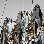 Люстра подвесная с овальными подвесками из стекла дымчатого цвета Harlow Crystal Round варинант исполнения - 3 | Loft Concept в Санкт-петербурге