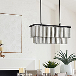 Люстра линейная прямоугольная с подвесками из натурального перламутра Nacre варинант исполнения - 5 | Loft Concept в Санкт-петербурге