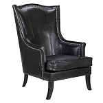 Кресло из натуральной кожи на 4-х деревянных ножках из массива бука Daniel Leather Armchair black варинант исполнения - 1 | Loft Concept в Санкт-петербурге