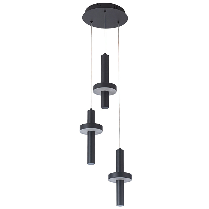 Каскадный светильник с 3-мя плафонами Flos Black Metal Acrylic Trio Hanging Lamp Черный в Санкт-петербурге | Loft Concept 