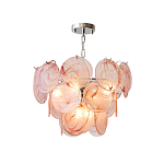 Люстра с каскадом из круглых розовых стеклянных дисков Pink Light Waterfall варинант исполнения - 2 | Loft Concept в Санкт-петербурге