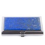Визитница карманная металлическая с накладкой из натурального камня Лазурит Stone Business Card Holders  варинант исполнения - 1 | Loft Concept в Санкт-петербурге