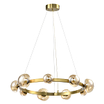 Люстра подвесная светодиодная с 9-ю круглыми плафонами коньячного цвета Iona Chandelier Brass  варинант исполнения - 1 | Loft Concept в Санкт-петербурге