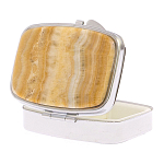 Таблетница карманная прямоугольная с 2-мя отделениями с зеркалом и накладкой из натурального камня Оникс Silver Stone Pillboxes варинант исполнения - 2 | Loft Concept в Санкт-петербурге