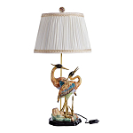 Настольная лампа с абажуром и основанием в виде двух цапель Porcelain Heron Lamp варинант исполнения - 1 | Loft Concept в Санкт-петербурге