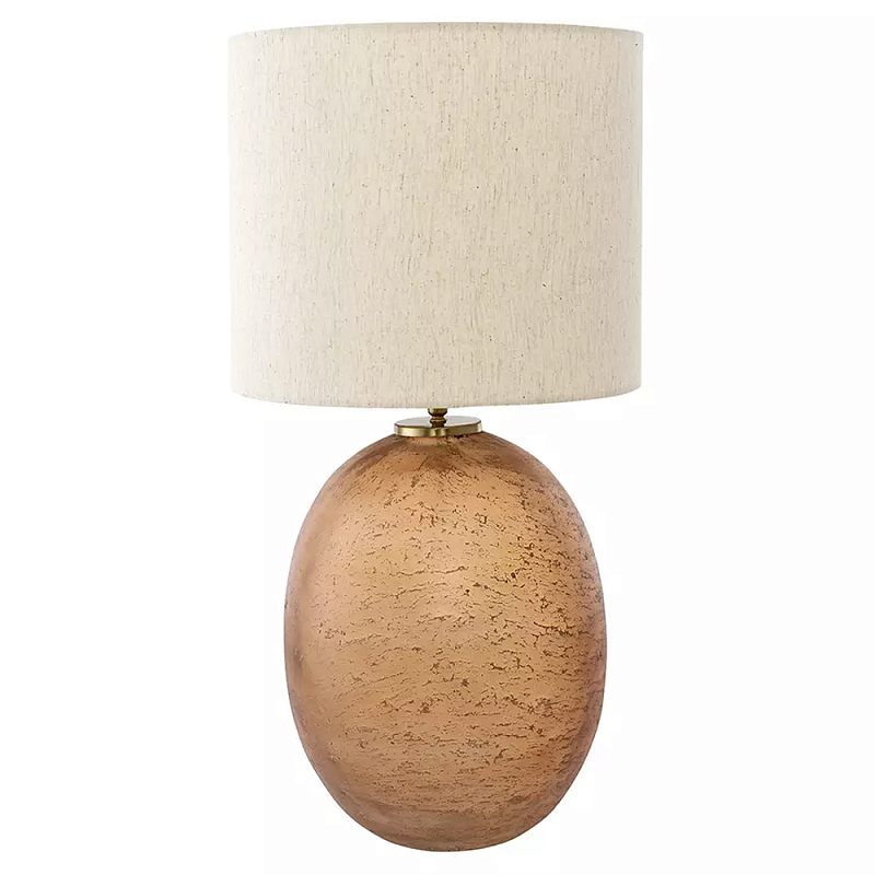 Настольная лампа с тканевым бежевым абажуром на овальном основании Beige Lampshade on Oval Base Бежевый в Санкт-петербурге | Loft Concept 