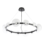Люстра подвесная круглая с 12-ю прозрачными куполообразными плафонами и черным металлическим основанием Flos Wireline Lighting варинант исполнения - 2 | Loft Concept в Санкт-петербурге
