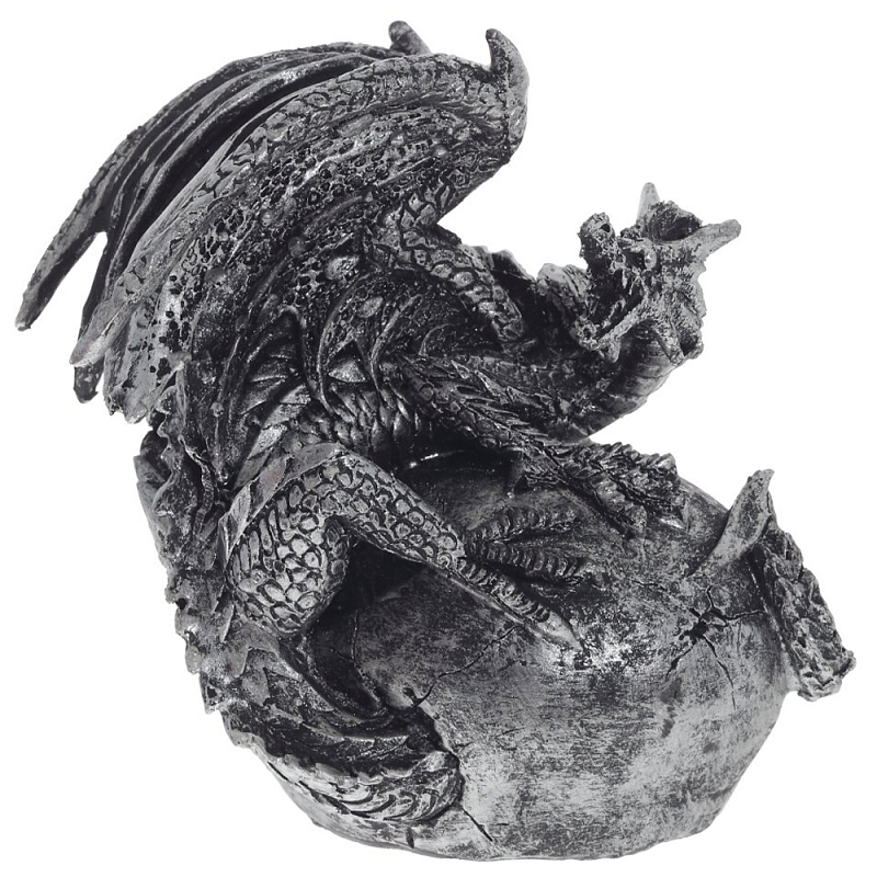 Декоративная статуэтка Дракон Silver Dragon Statuette Черно-серебристый в Санкт-петербурге | Loft Concept 