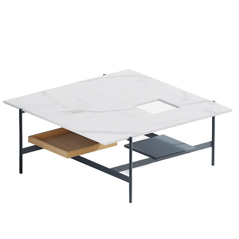 Karat журнальный столик с съемным подносом Графит Белый Мрамор Bianco в Санкт-петербурге | Loft Concept 