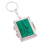 Зеркало брелок складное двухстороннее из натурального камня Малахит Stone Mirrors варинант исполнения - 1 | Loft Concept в Санкт-петербурге