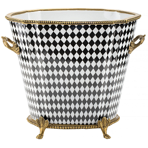 Фарфоровое кашпо Black and white square