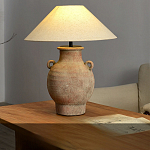 Настольная лампа керамическая с ручками и тканевым абажуром Eastern Tale варинант исполнения - 1 | Loft Concept в Санкт-петербурге