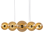 Люстра подвесная светодиодная со стеклянными плафонами янтарного цвета в форме дисков Savio Glass Disc варинант исполнения - 1 | Loft Concept в Санкт-петербурге