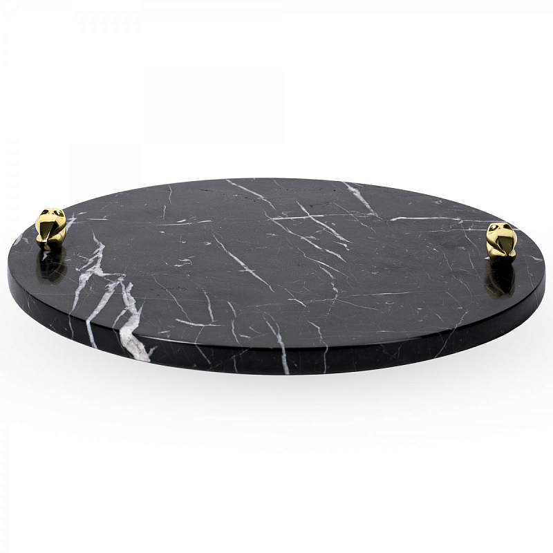 Поднос ACOLYTE ENTERTAINING PLATTER MARBLE & BRONZE Черный в Санкт-петербурге | Loft Concept 