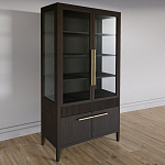 Витрина Primo со стеклянными фасадами и буфетом шпон Темный орех варинант исполнения - 3 | Loft Concept в Санкт-петербурге