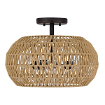 Потолочный светильник с плафоном из плетеного джута и черным каркасом Quoizel варинант исполнения - 2 | Loft Concept в Санкт-петербурге