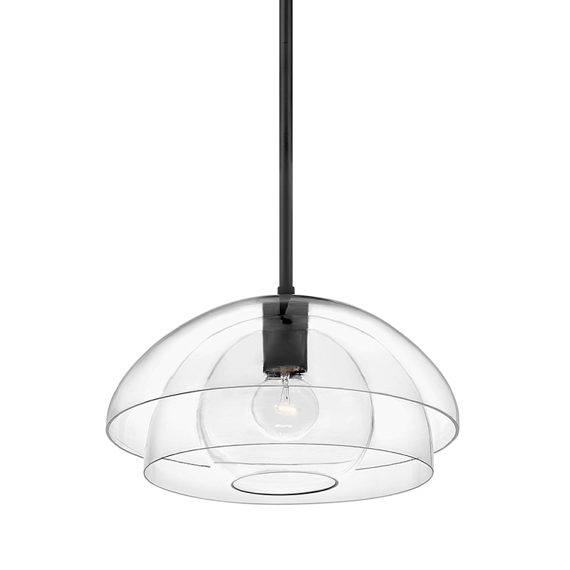 Подвесной светильник с прозрачным двойным стеклянным плафоном в форме купола и внутренней сферой Hinkley Латунь Прозрачное Стекло Черный в Санкт-петербурге | Loft Concept 