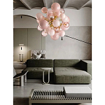 Люстра розовые шары на золотом каркасе Pink Light Bubbles варинант исполнения - 6 | Loft Concept в Санкт-петербурге
